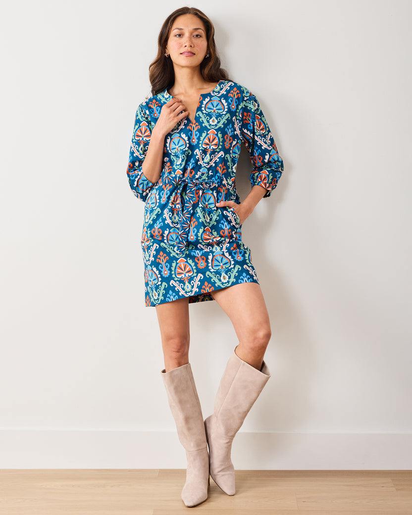 Eclectic Ikat - Genevieve Dress - Navy - Printfresh