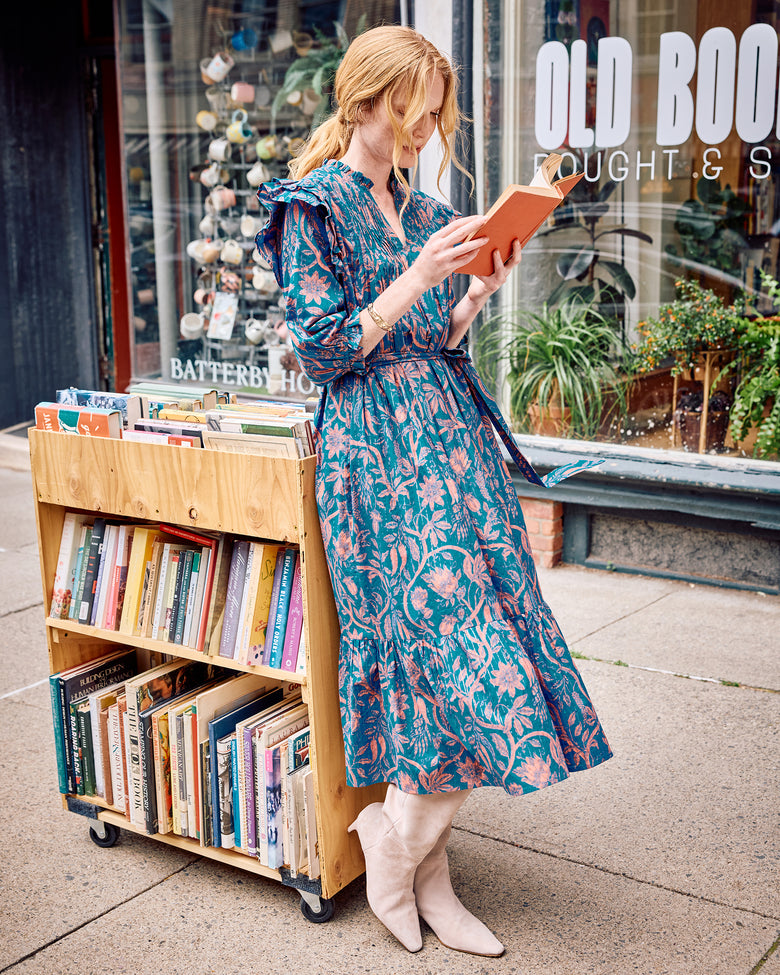Etched Vine - Sawyer Dress - Turquoise Blush Printfresh Etched Vine - Sawyer Dress - Turquoise Blush Printfresh