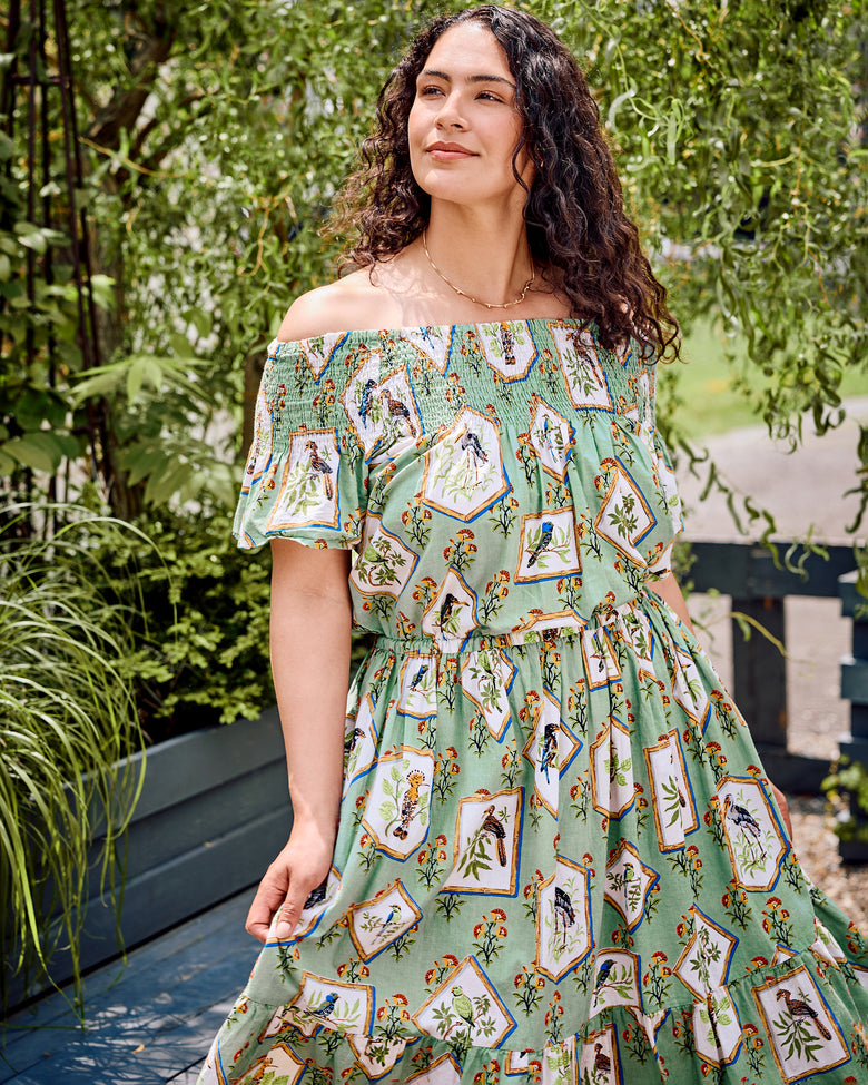 Birds Of India - Eyes on You Dress - Sage - Printfresh