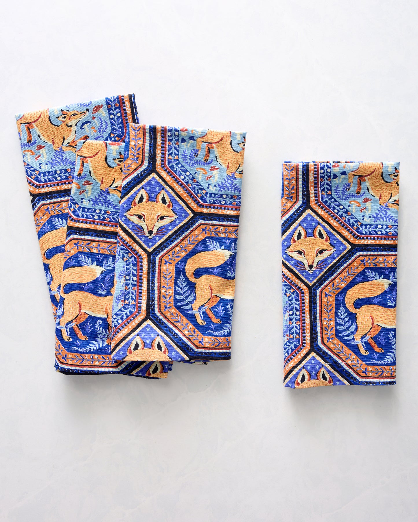 Fancy Fox - Dinner Napkins Set Of 4 - French Blue - Printfresh