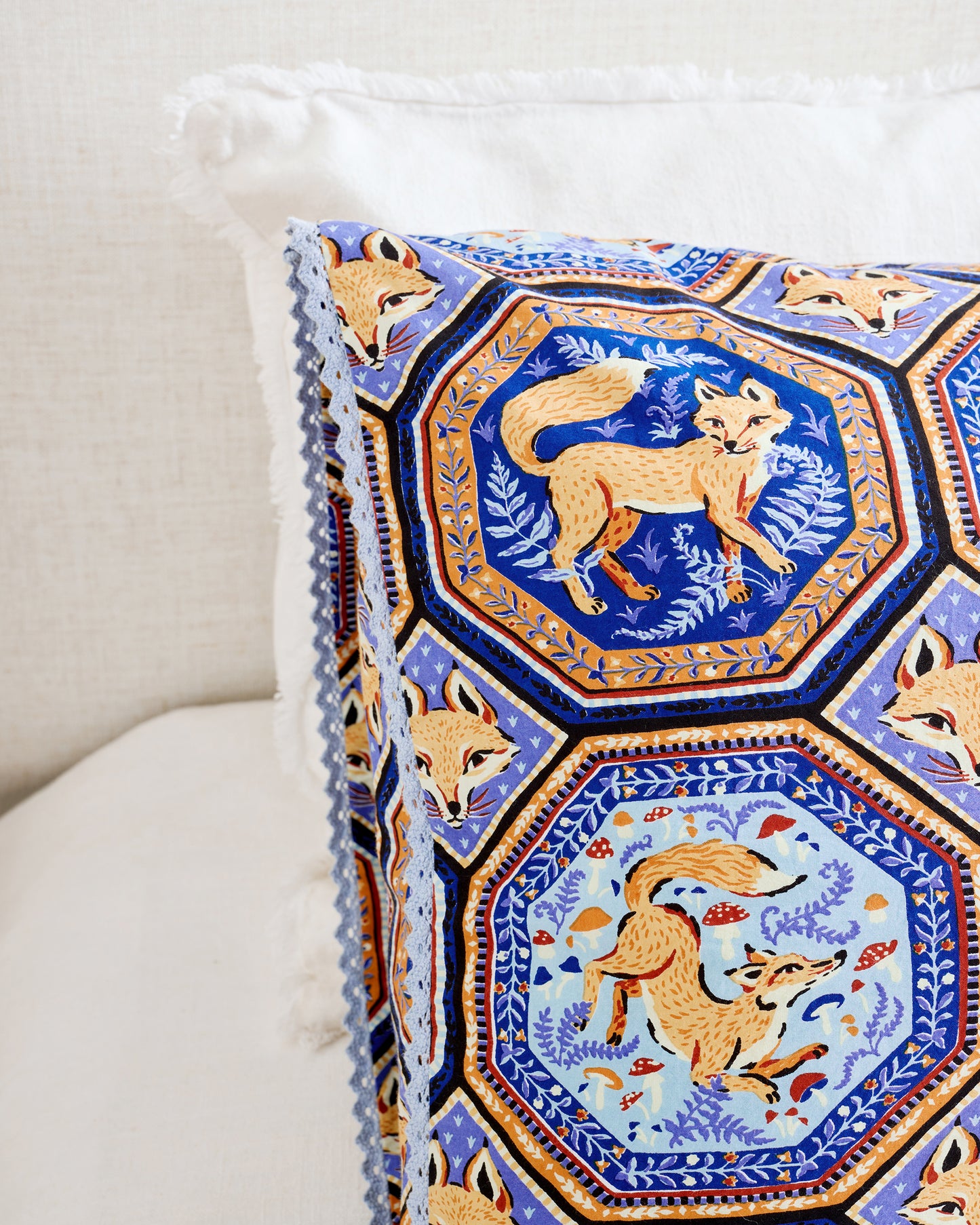 Fancy Fox - Pillowcases Set of 2 - French Blue - Printfresh