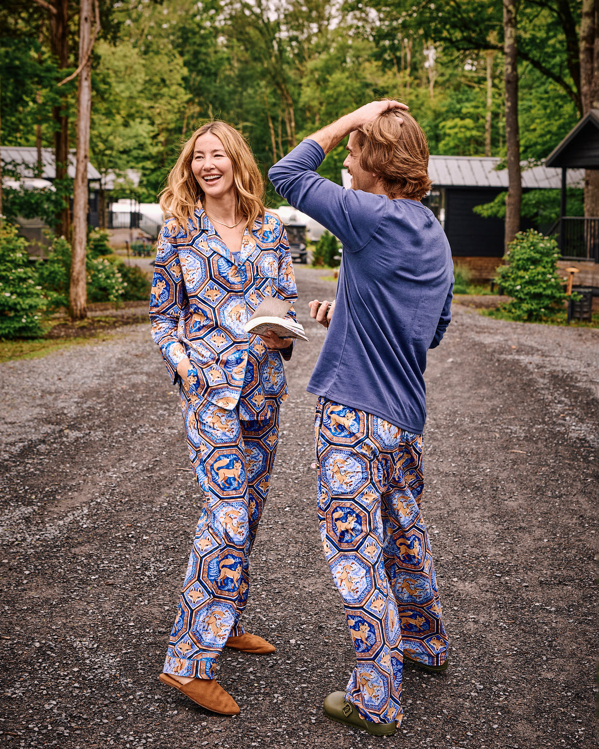 Fancy Fox - Men's PJ Pants - French Blue - Printfresh