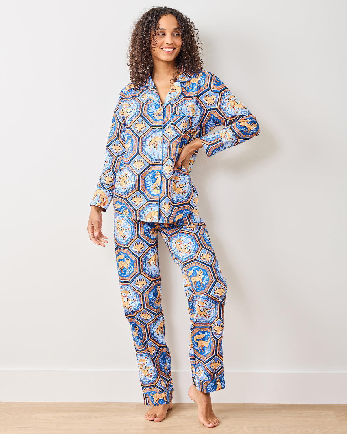 Fancy Fox - Long PJ Set - French Blue - Printfresh