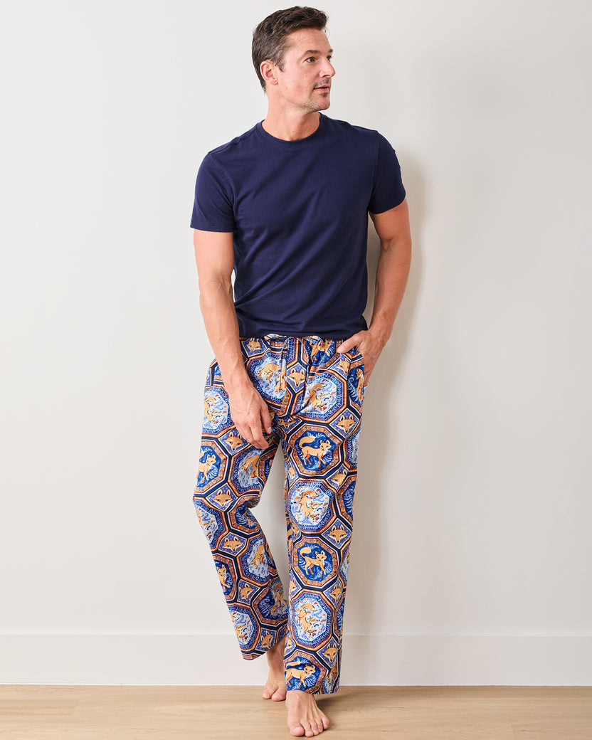 Fancy Fox - Men's PJ Pants - French Blue - Printfresh