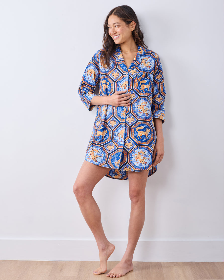 Fancy Fox - Sleep Shirt - French Blue - Printfresh