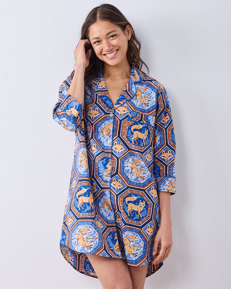 Fancy Fox - Sleep Shirt - French Blue - Printfresh
