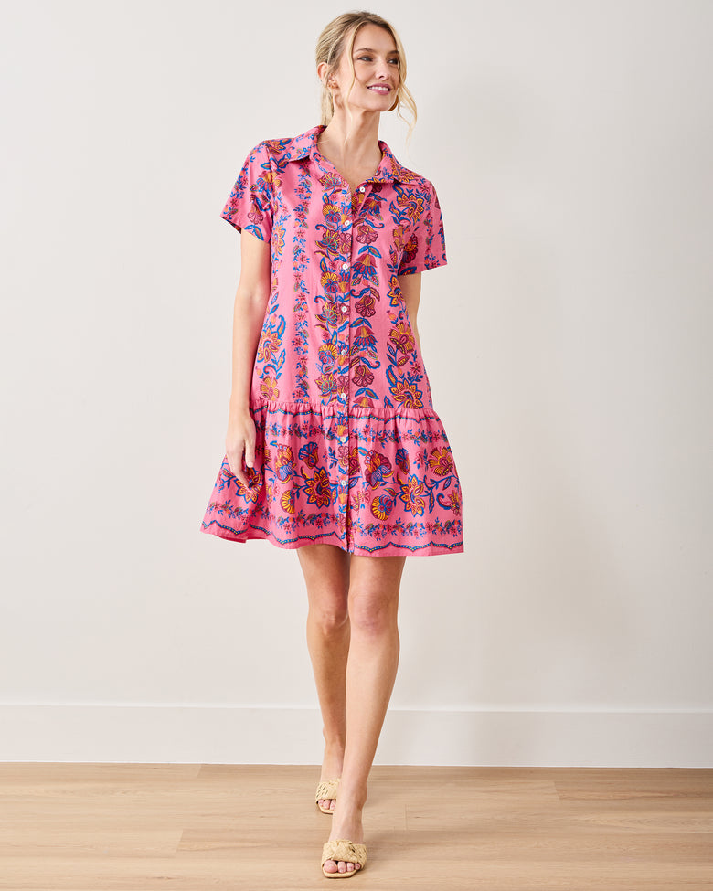 Folklore Flowers - Gracie Dress - Bright Rose Printfresh Folklore Flowers - Gracie Dress - Bright Rose Printfresh