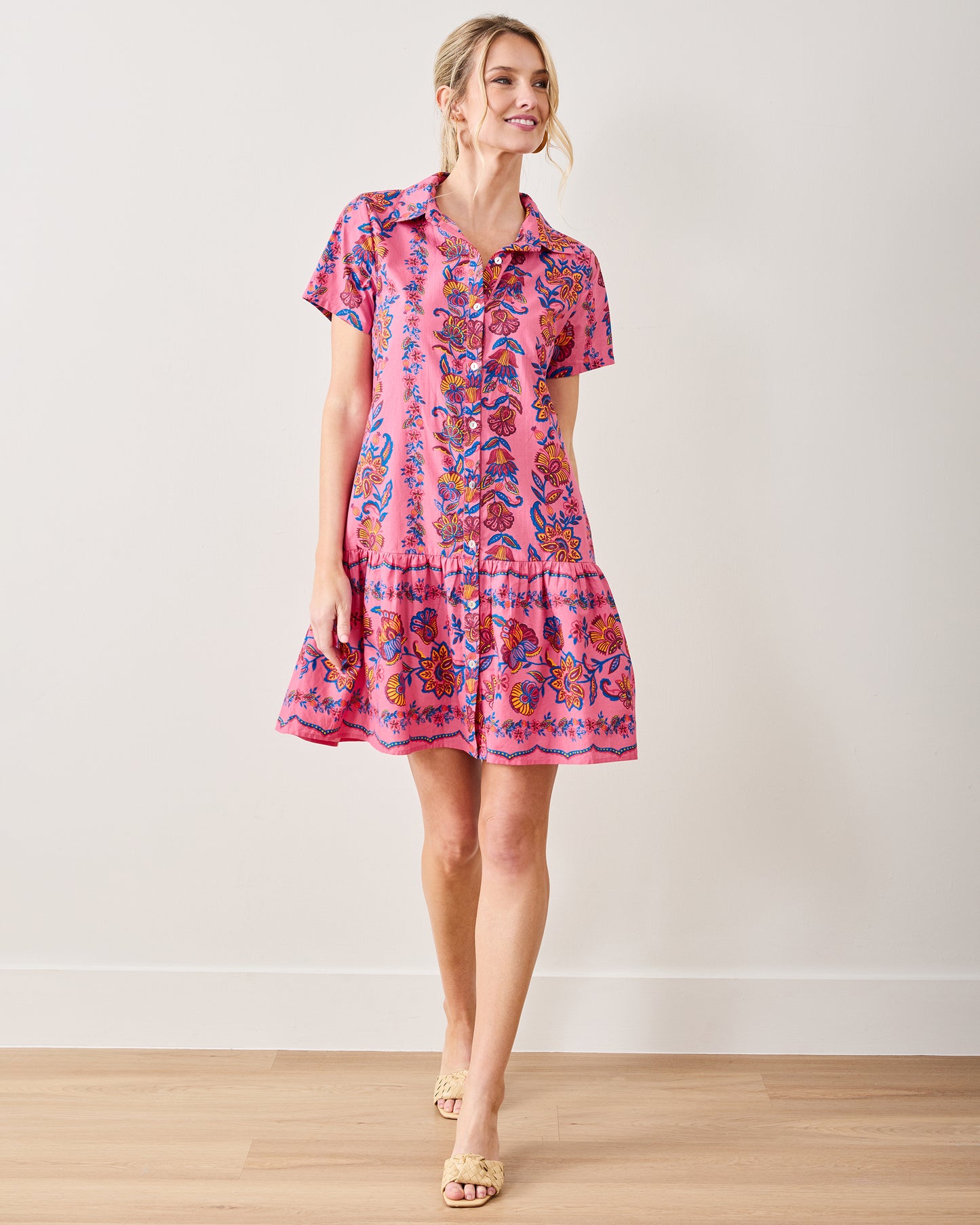 Folklore Flowers - Gracie Dress - Bright Rose - Printfresh