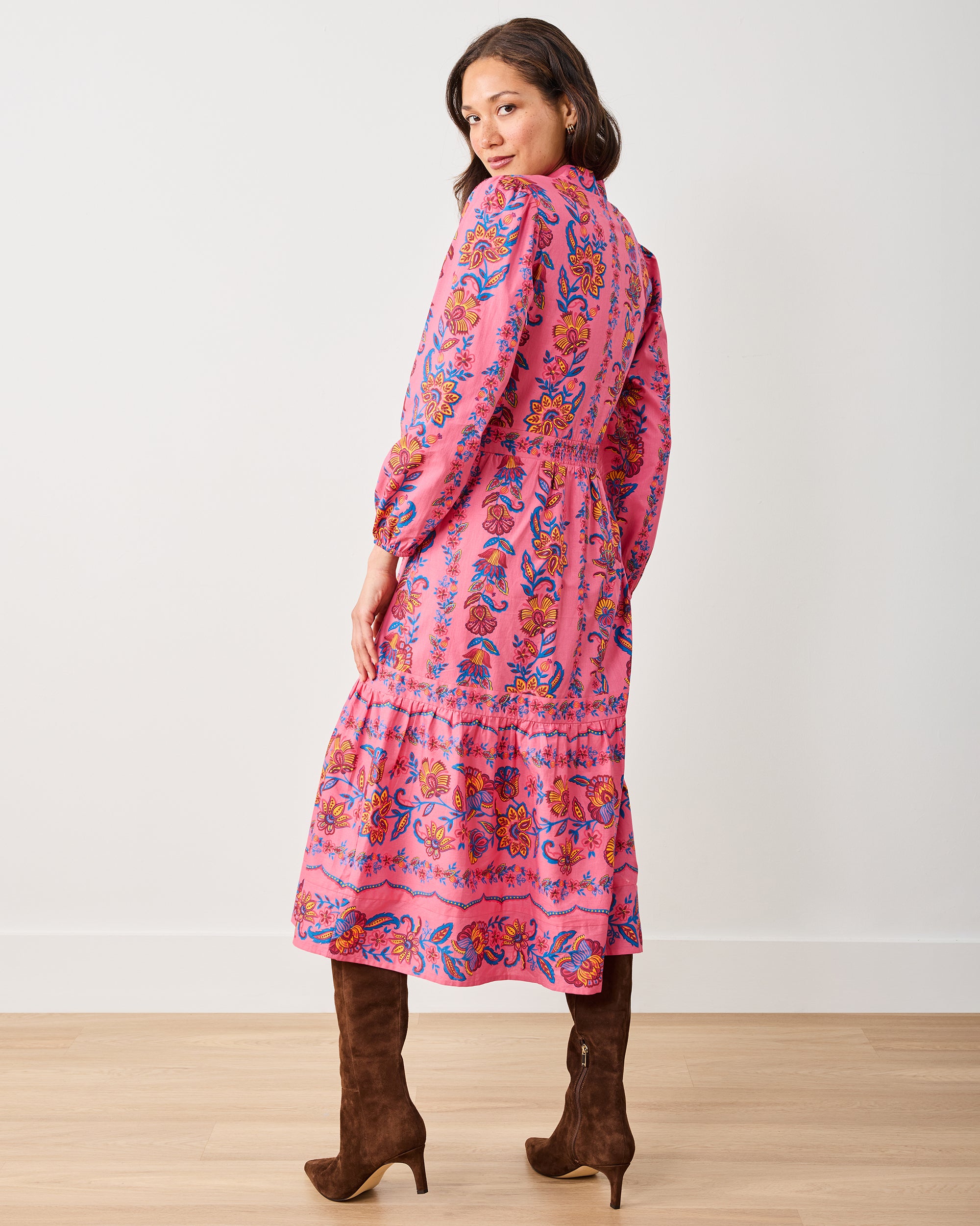Folklore Flowers - Monroe Dress - Bright Rose – Printfresh