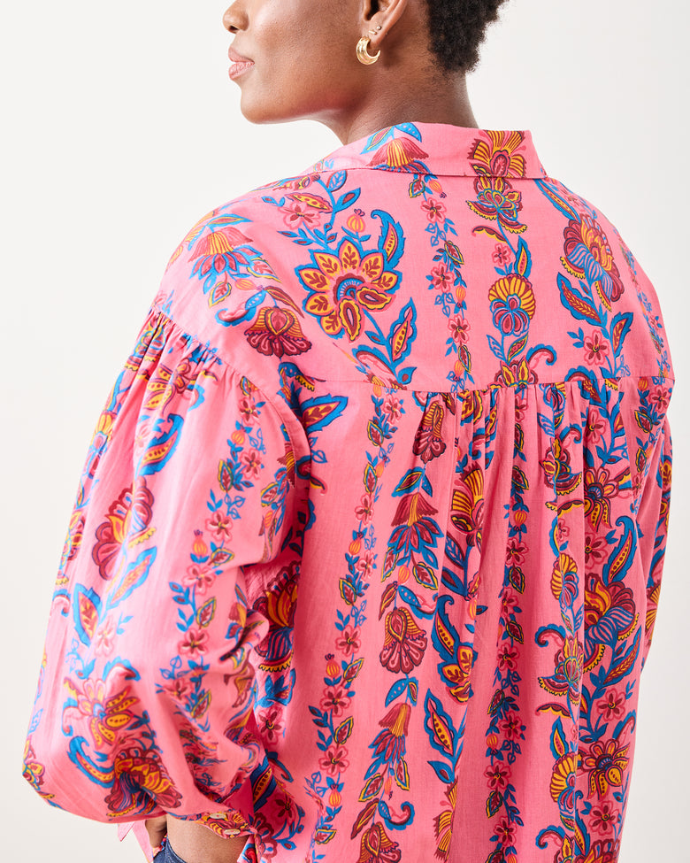 Folklore Flowers - Shelby Button Down - Bright Rose - Printfresh