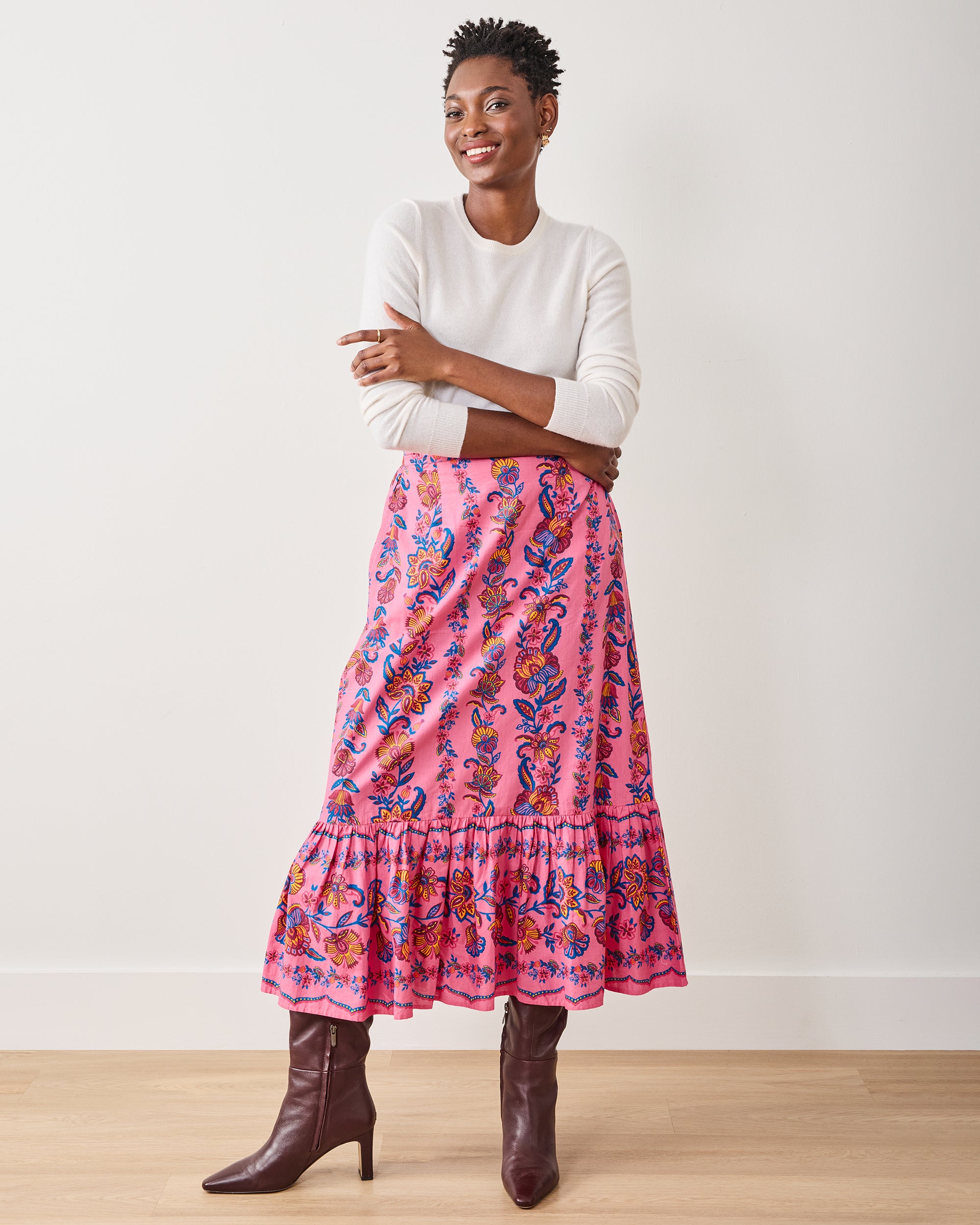 Folklore Flowers - Victoria Skirt - Bright Rose – Printfresh