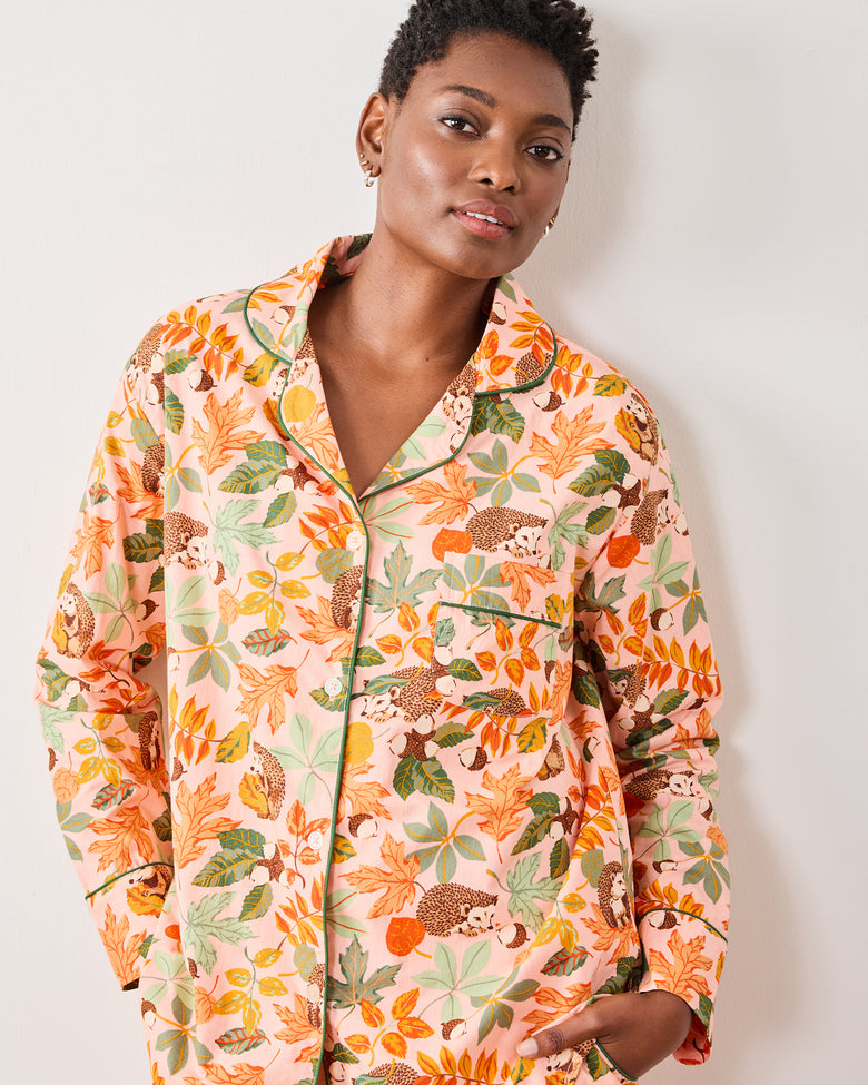 Hedgehog Forest - Tall Long PJ Set - Peach Leaf - Printfresh