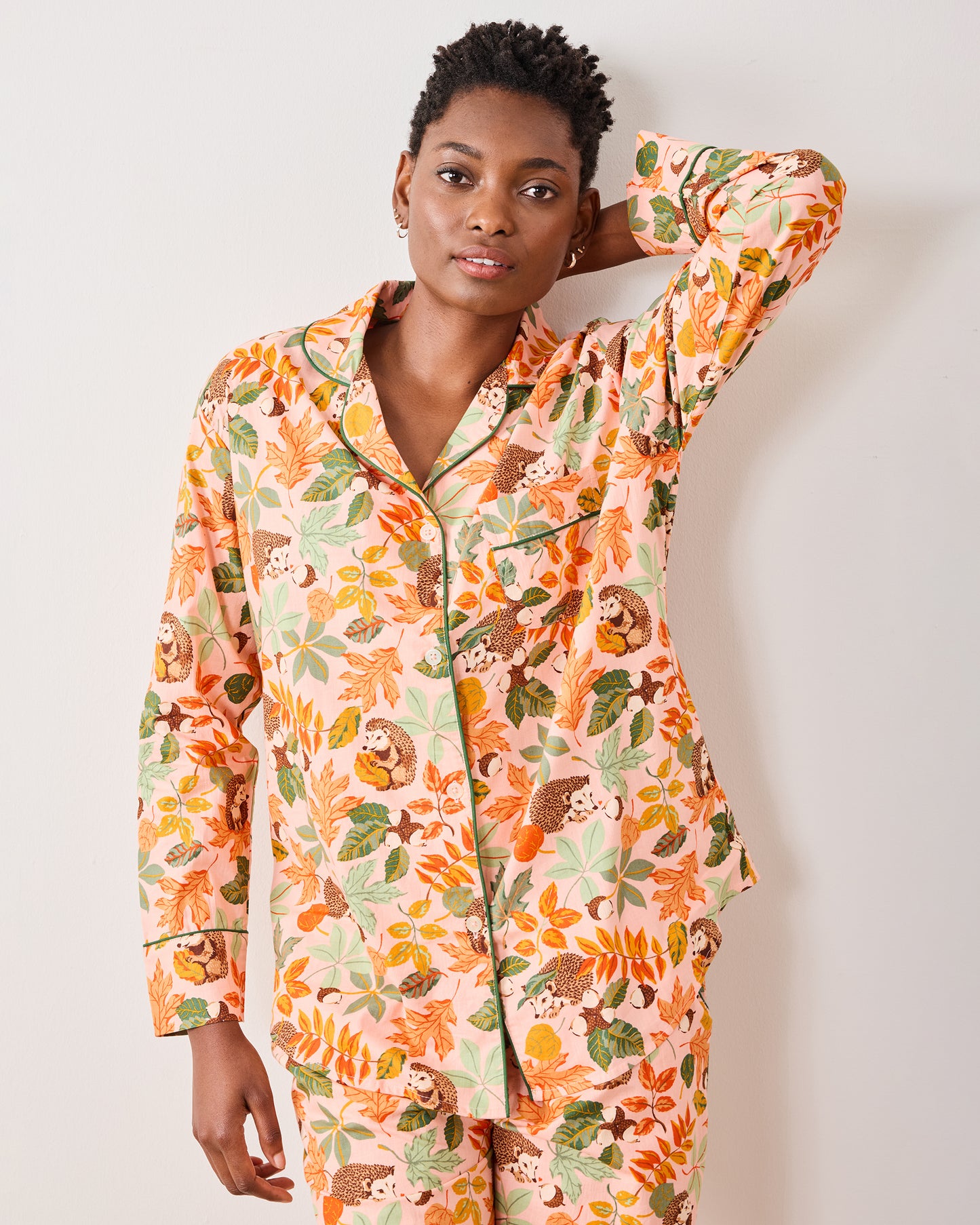 Hedgehog Forest - Tall Long PJ Set - Peach Leaf - Printfresh