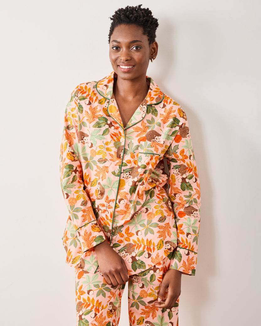 Hedgehog Forest - Long PJ Set - Peach Leaf - Printfresh