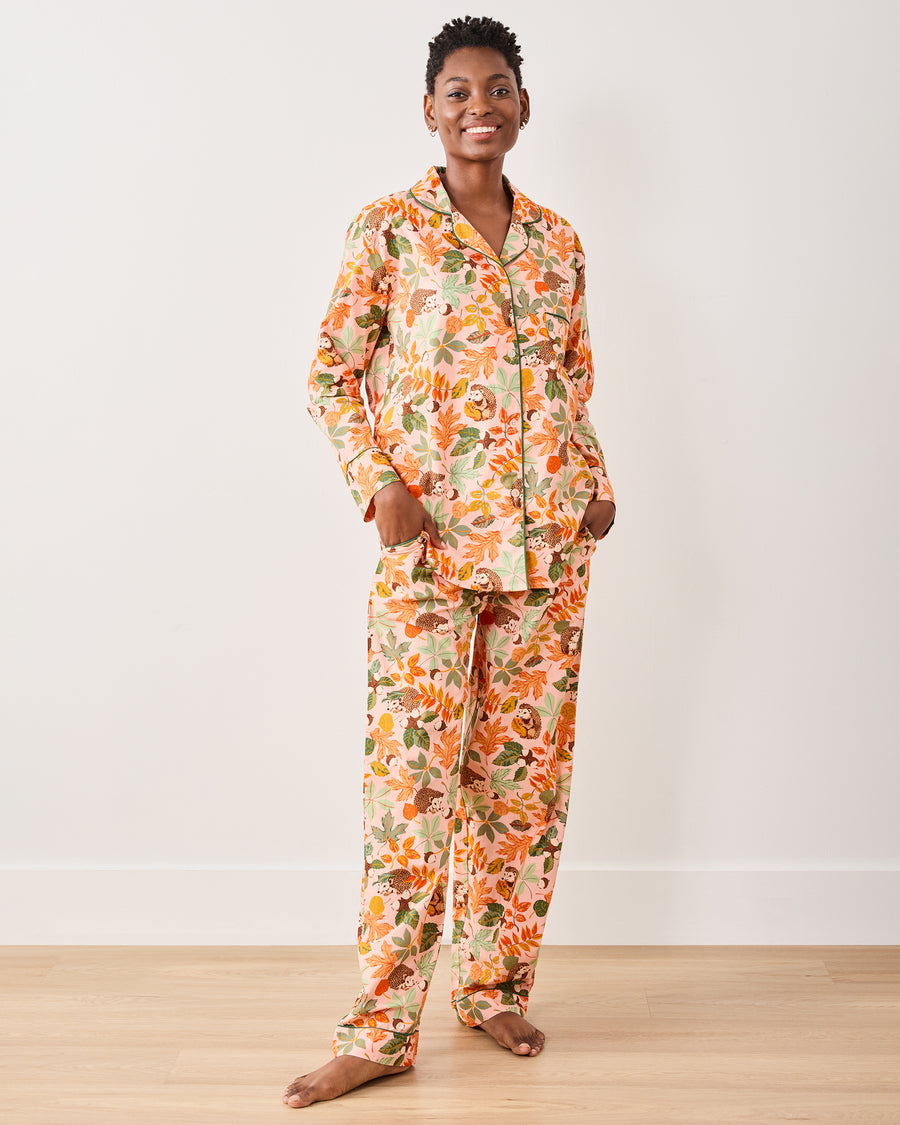 Hedgehog Forest - Long PJ Set - Peach Leaf - Printfresh