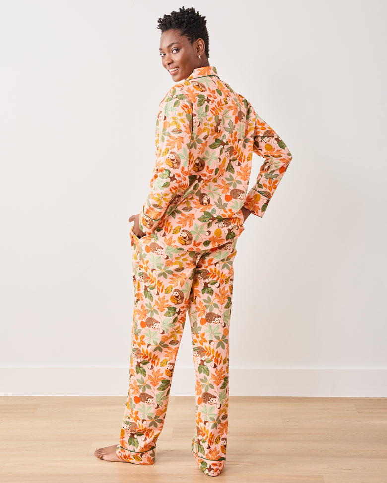 Hedgehog Forest - Long PJ Set - Peach Leaf - Printfresh