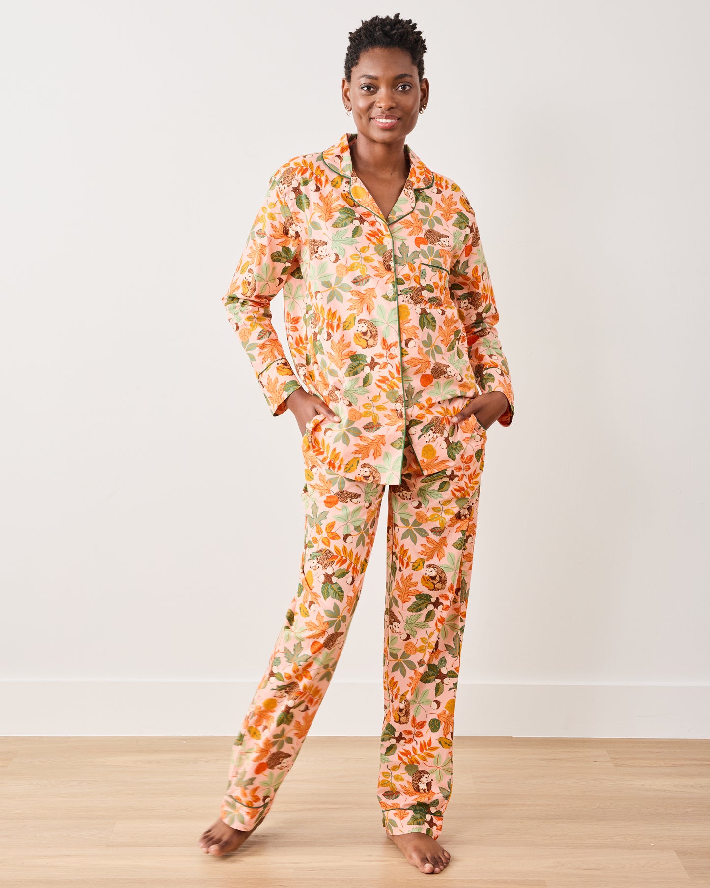 Hedgehog Forest - Tall Long PJ Set - Peach Leaf - Printfresh