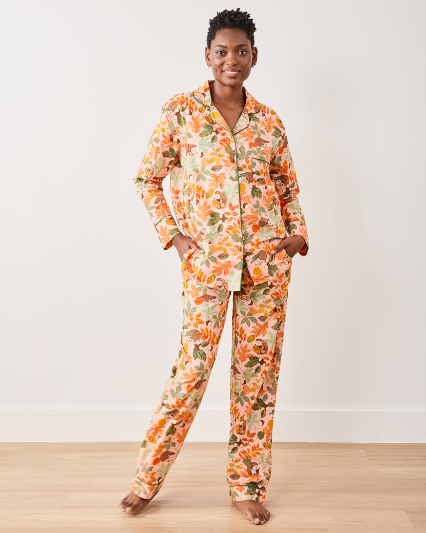 Hedgehog Forest - Tall Long PJ Set - Peach Leaf - Printfresh