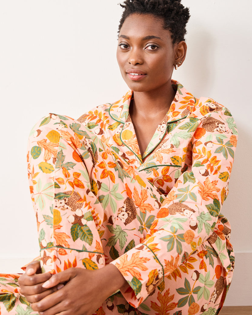 Hedgehog Forest - Long PJ Set - Peach Leaf - Printfresh