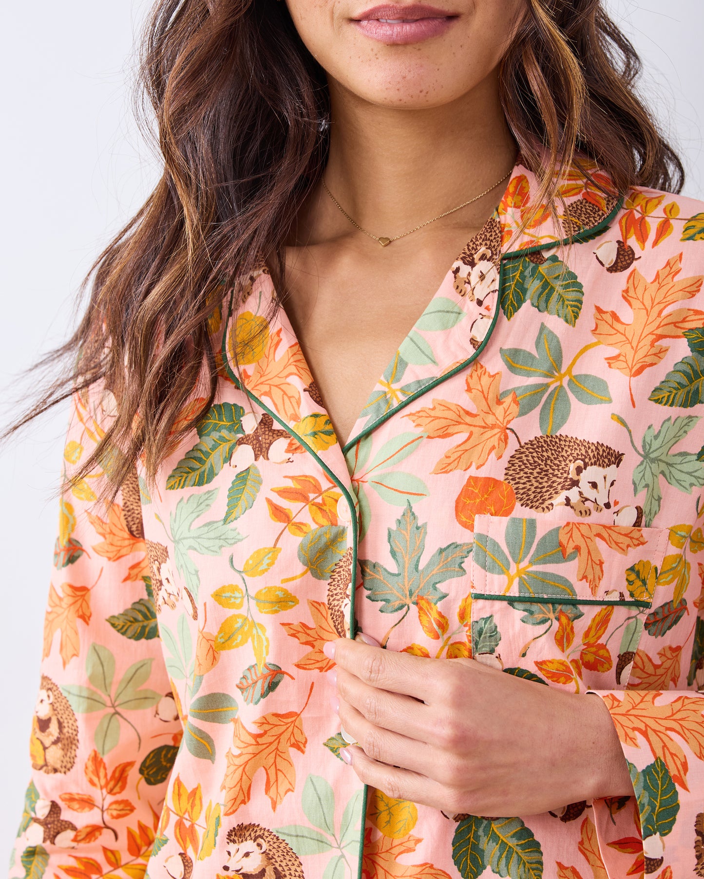 Hedgehog Forest - Long PJ Set - Peach Leaf - Printfresh