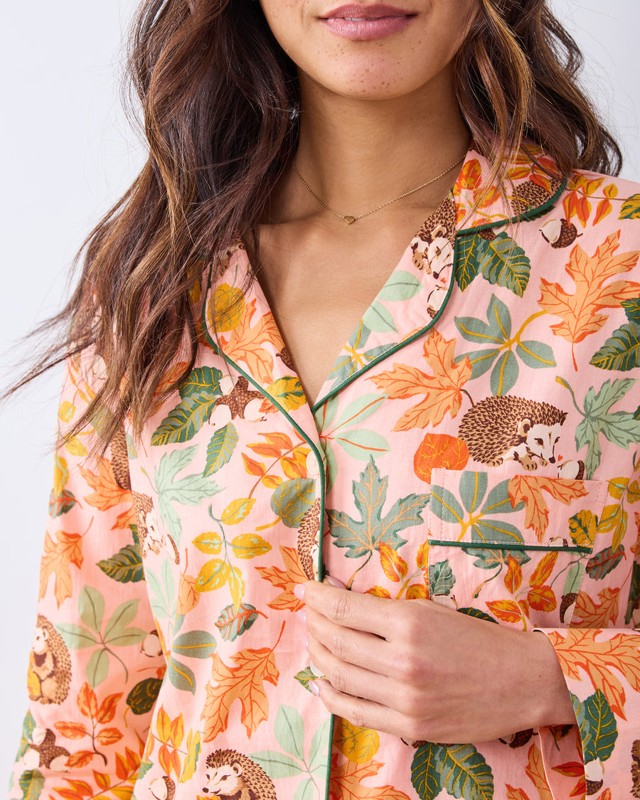 Hedgehog Forest - Long PJ Set - Peach Leaf - Printfresh