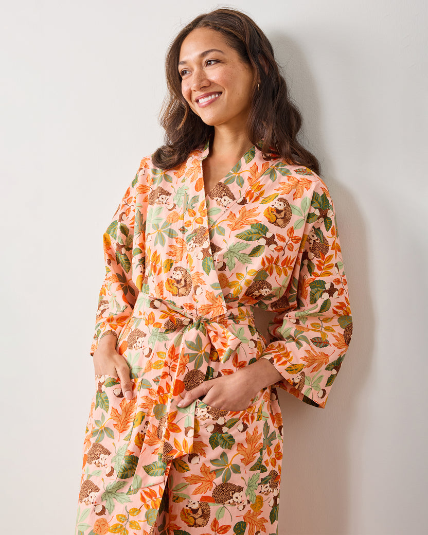 Hedgehog Forest - Robe - Peach Leaf - Printfresh