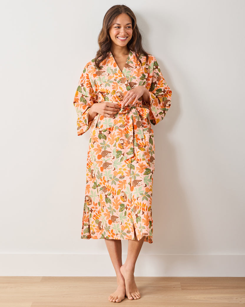 Hedgehog Forest - Robe - Peach Leaf - Printfresh