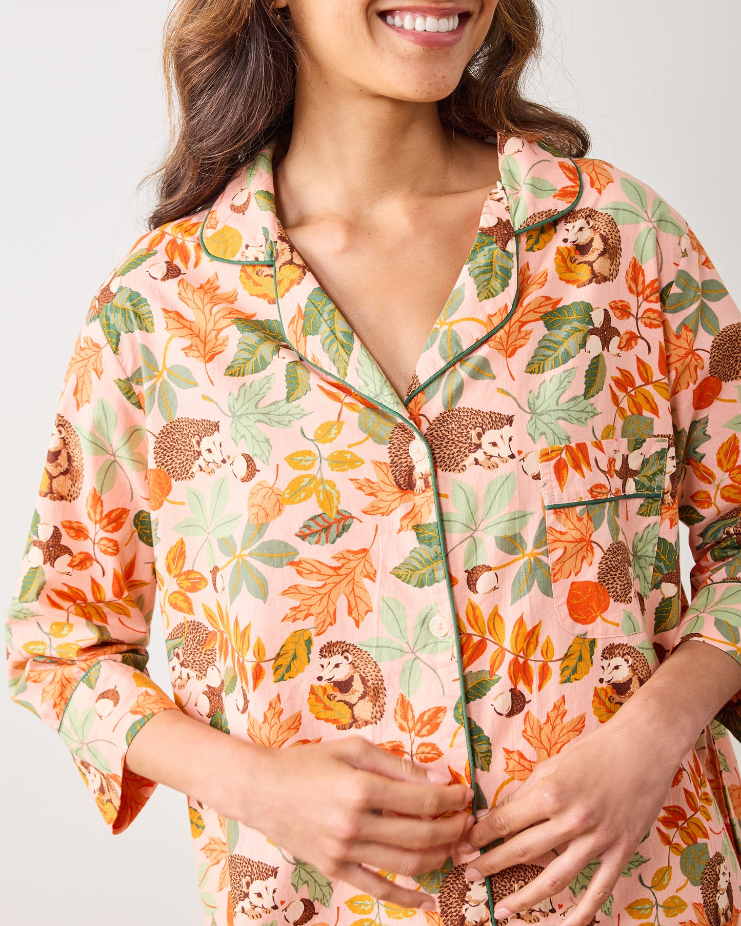 Hedgehog Forest - Sleep Shirt - Peach Leaf - Printfresh