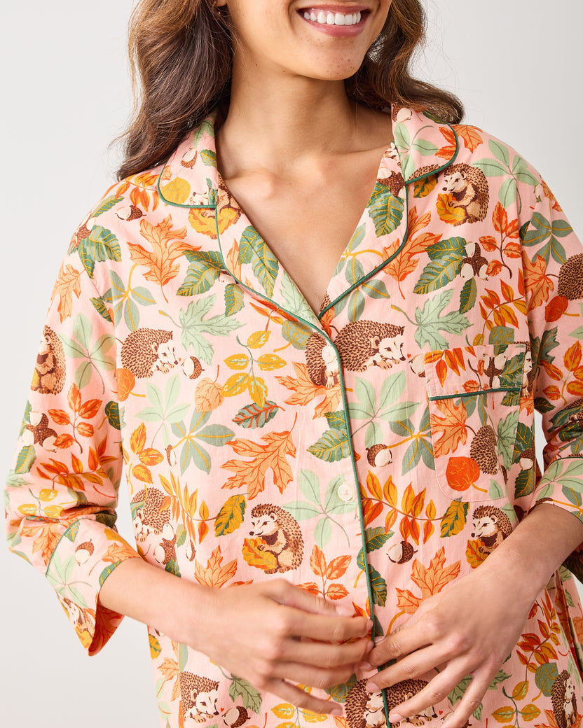 Hedgehog Forest - Sleep Shirt - Peach Leaf - Printfresh