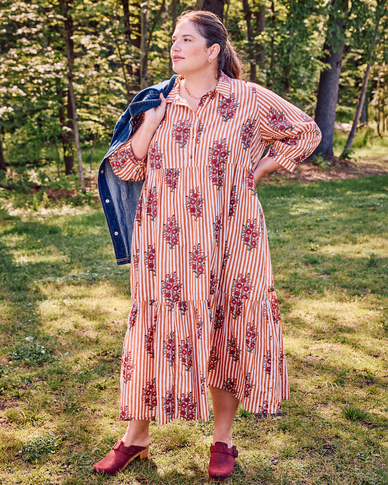 Wildflower Stripes - Juniper Dress - Ivory Wine Printfresh Wildflower Stripes - Juniper Dress - Ivory Wine Printfresh