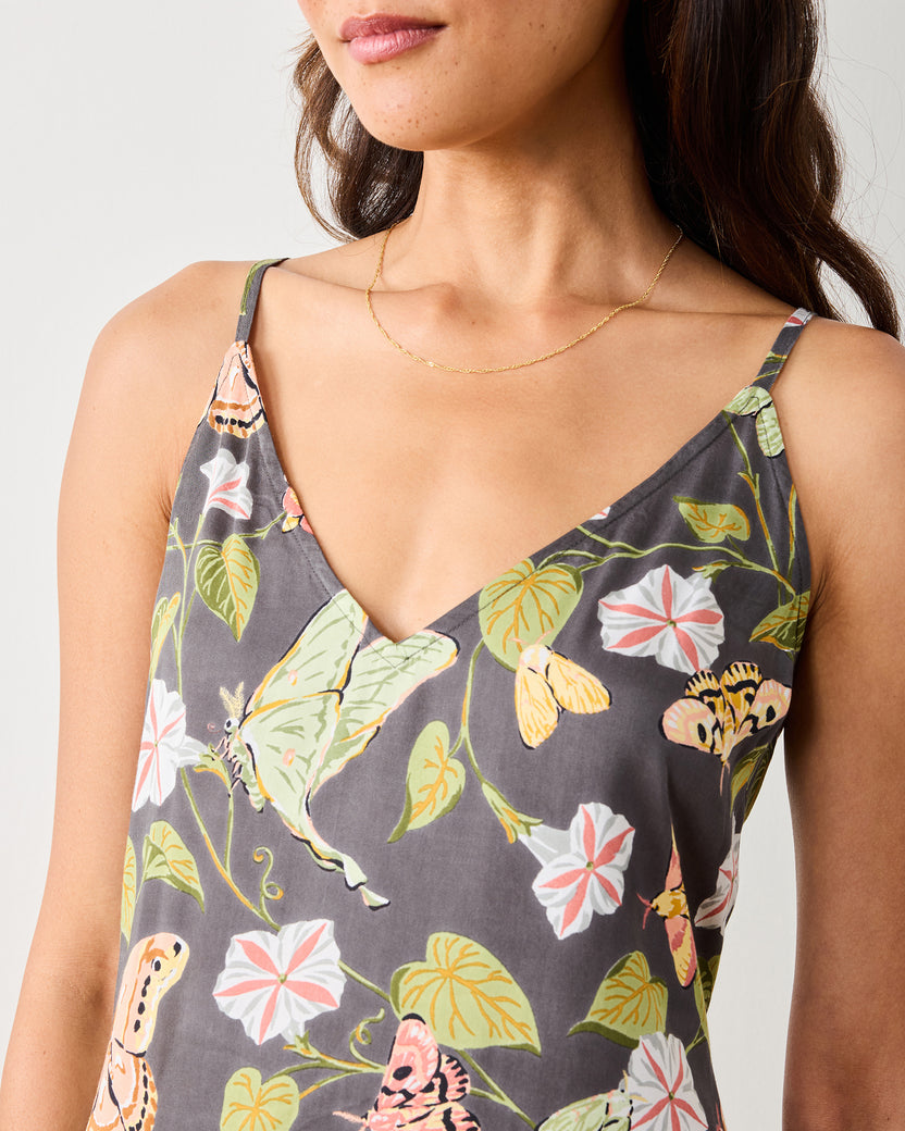 Midnight Flutter - Eco Satin Chic To Sleep Nightie - Slate - Printfresh