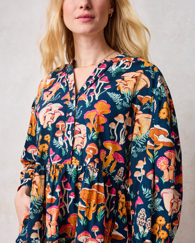 Mushroom Medley - Night Sky Dress - Navy - Printfresh
