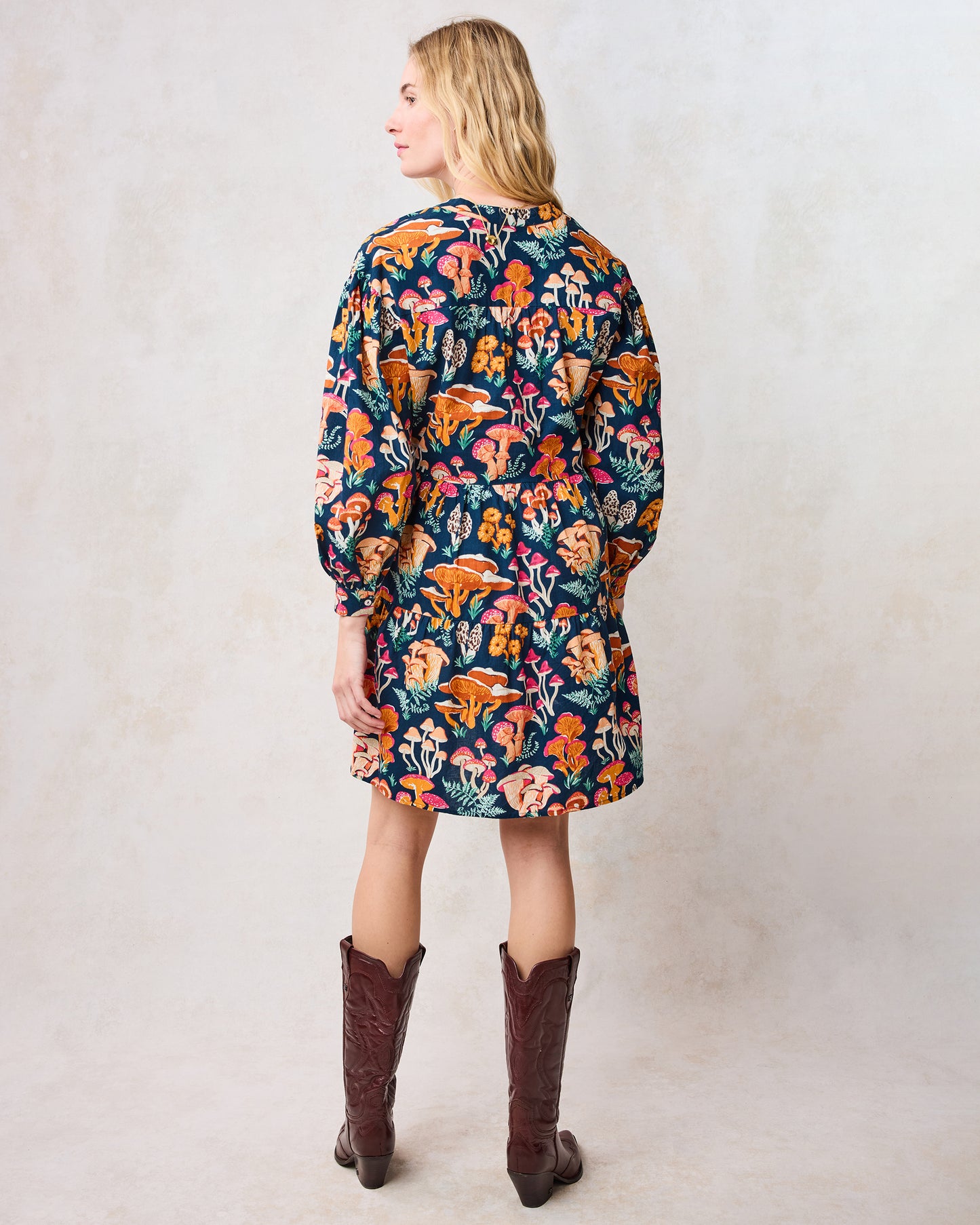 Mushroom Medley - Night Sky Dress - Navy - Printfresh