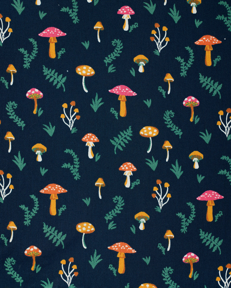 Mushroom Medley - Night Sky Blouse - Navy - Printfresh