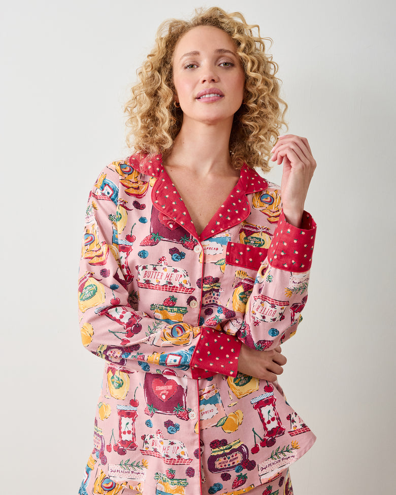 Sweet Jams - Lightweight Flannel Long Sleeve Top & Shorts Set - Berry Bliss - Printfresh