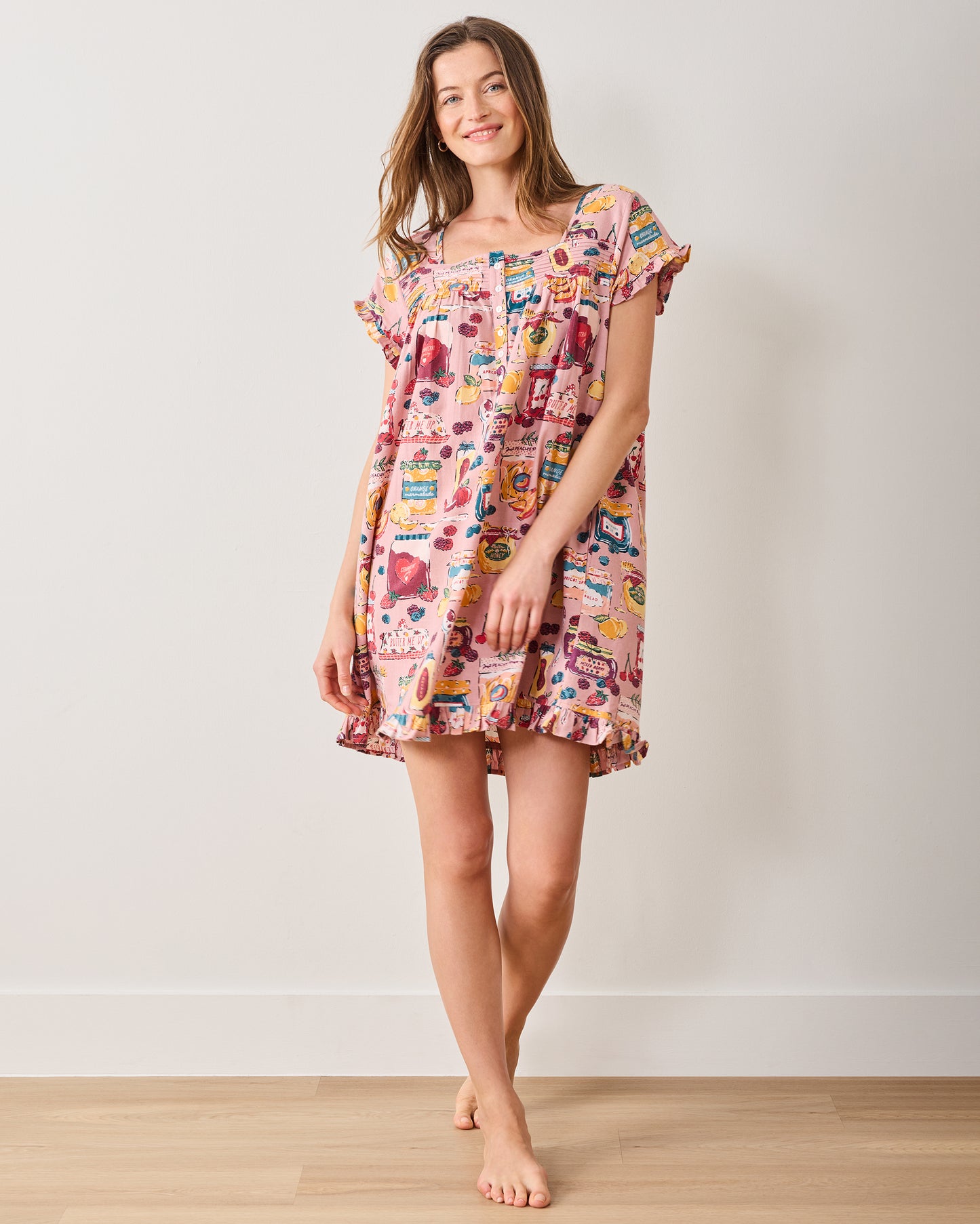 Sweet Jams - Lightweight Flannel Pintuck Nightgown - Berry Bliss - Printfresh
