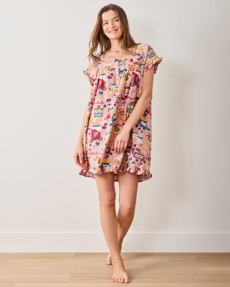 Sweet Jams - Lightweight Flannel Pintuck Nightgown - Berry Bliss - Printfresh