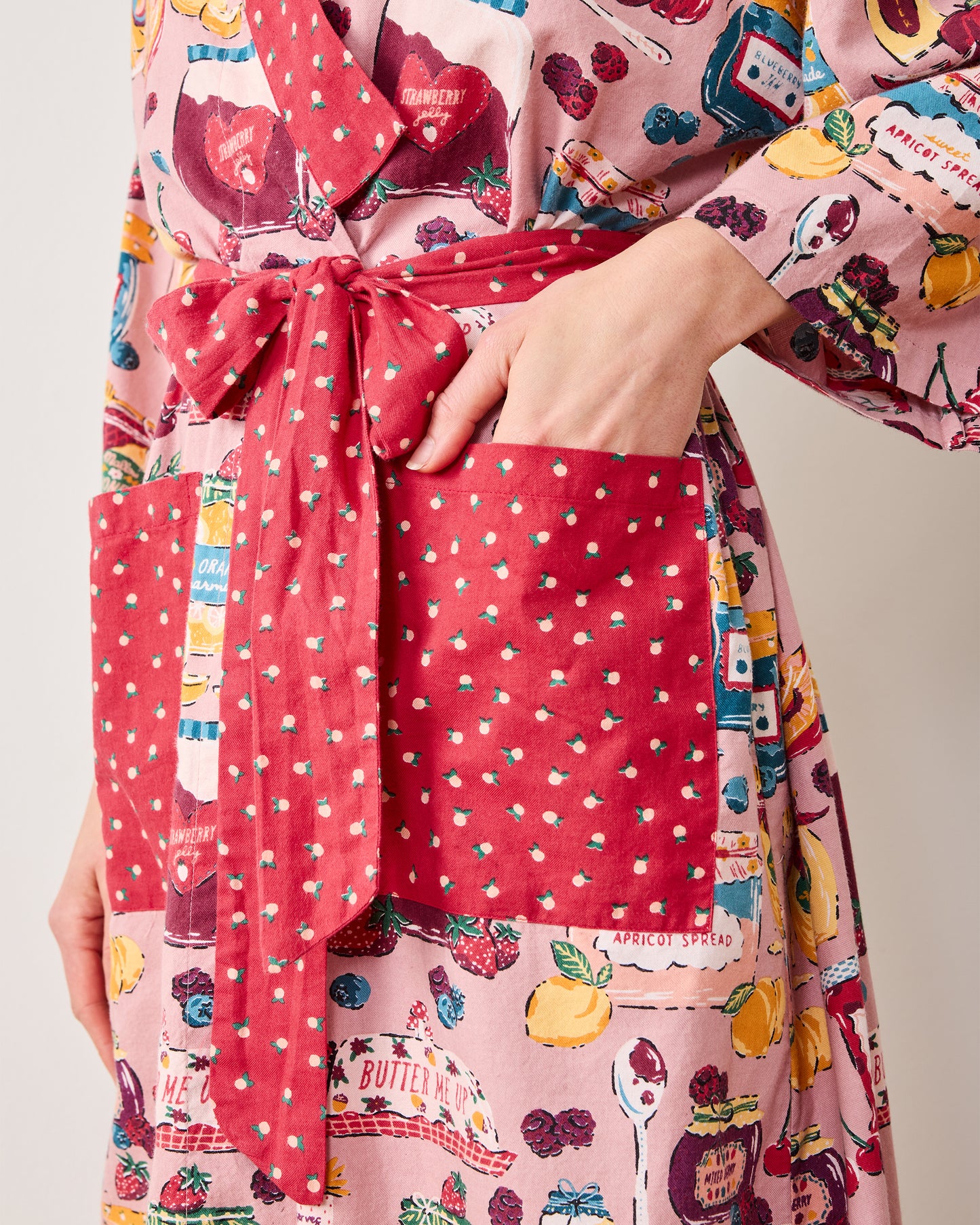 Sweet Jams - Lightweight Flannel Robe - Berry Bliss - Printfresh