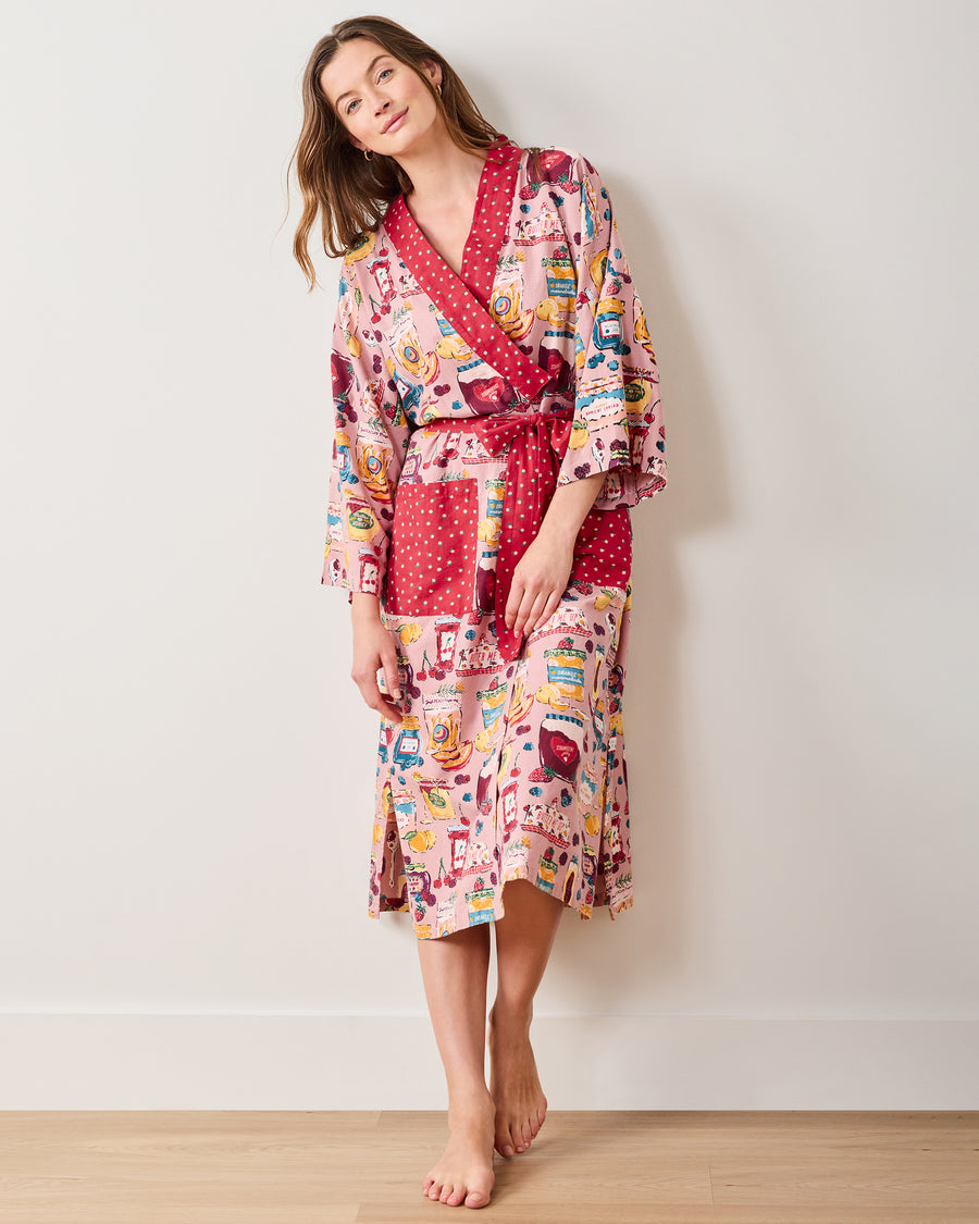 Sweet Jams - Lightweight Flannel Robe - Berry Bliss - Printfresh