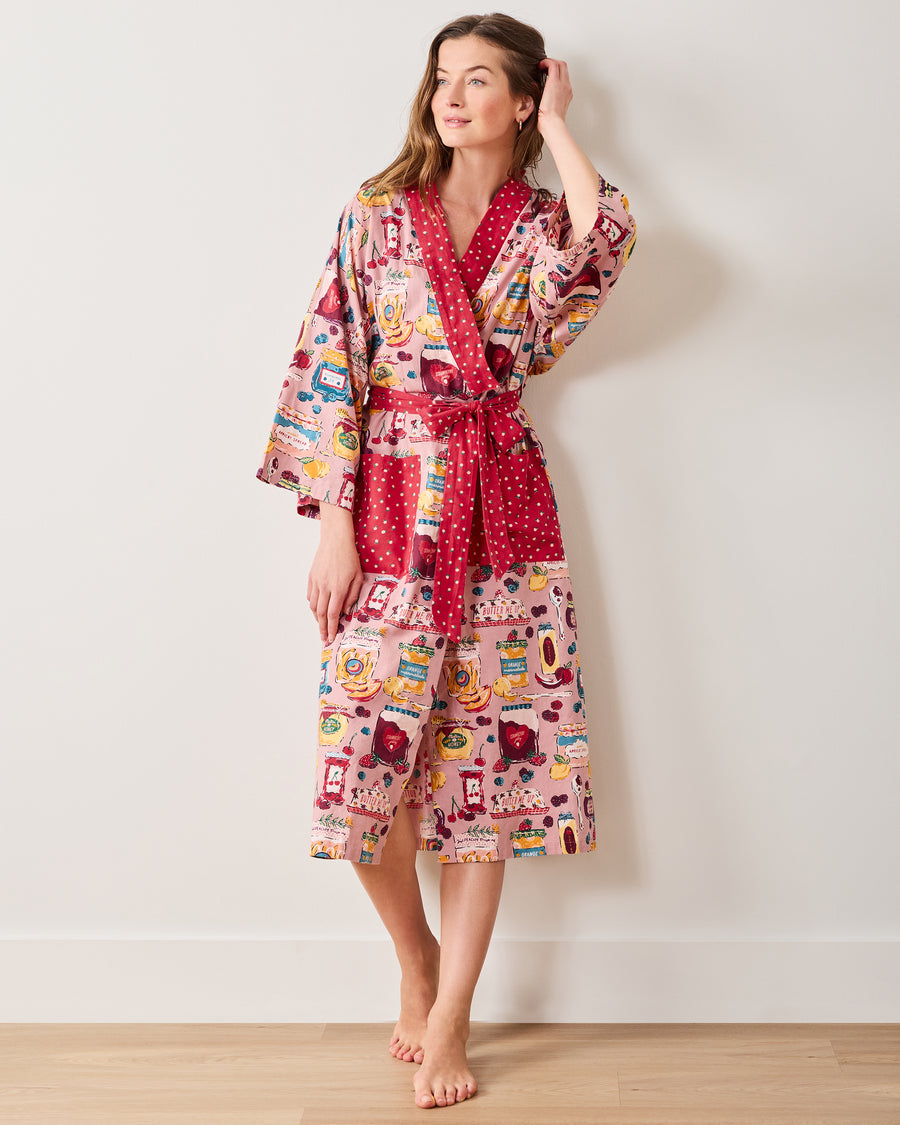 Sweet Jams - Lightweight Flannel Robe - Berry Bliss - Printfresh