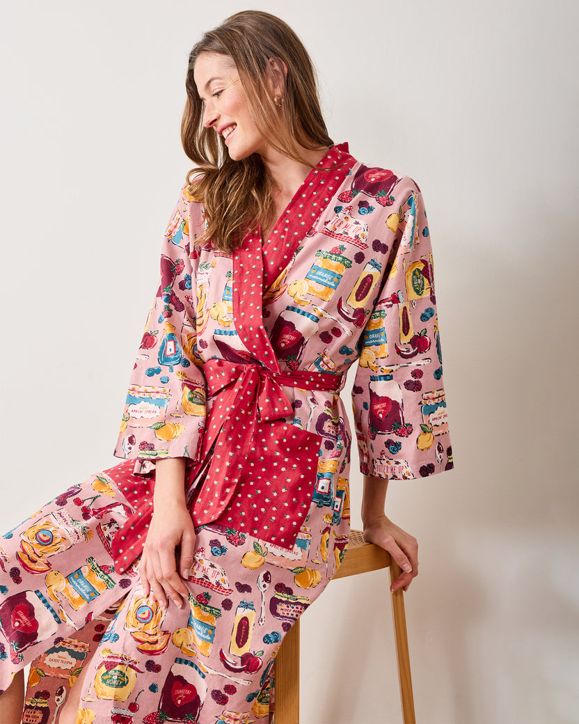 Sweet Jams - Lightweight Flannel Robe - Berry Bliss - Printfresh