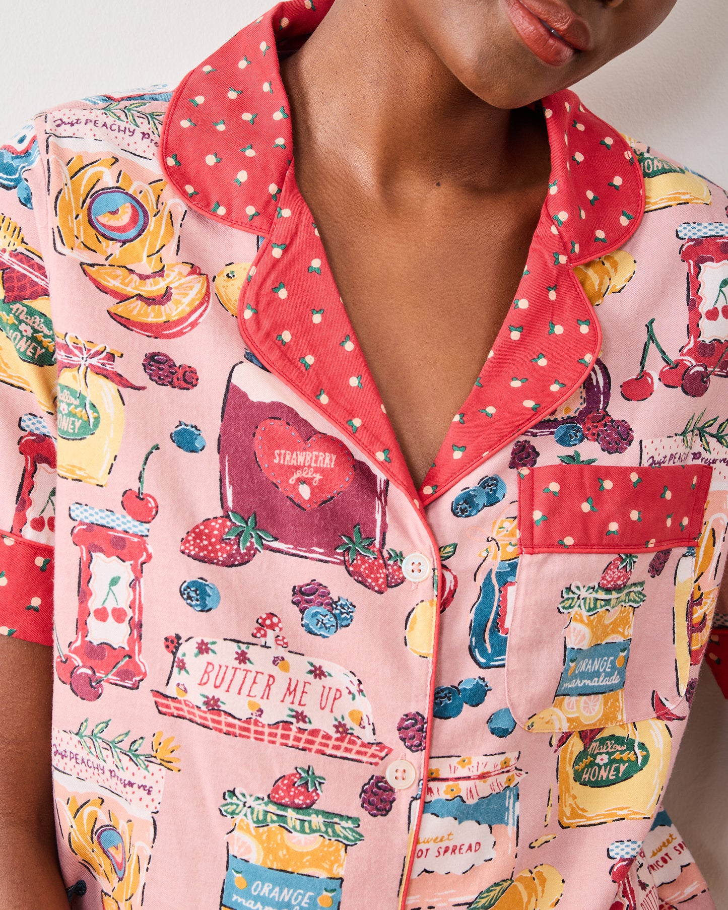 Sweet Jams - Lightweight Flannel Short PJ Set - Berry Bliss - Printfresh