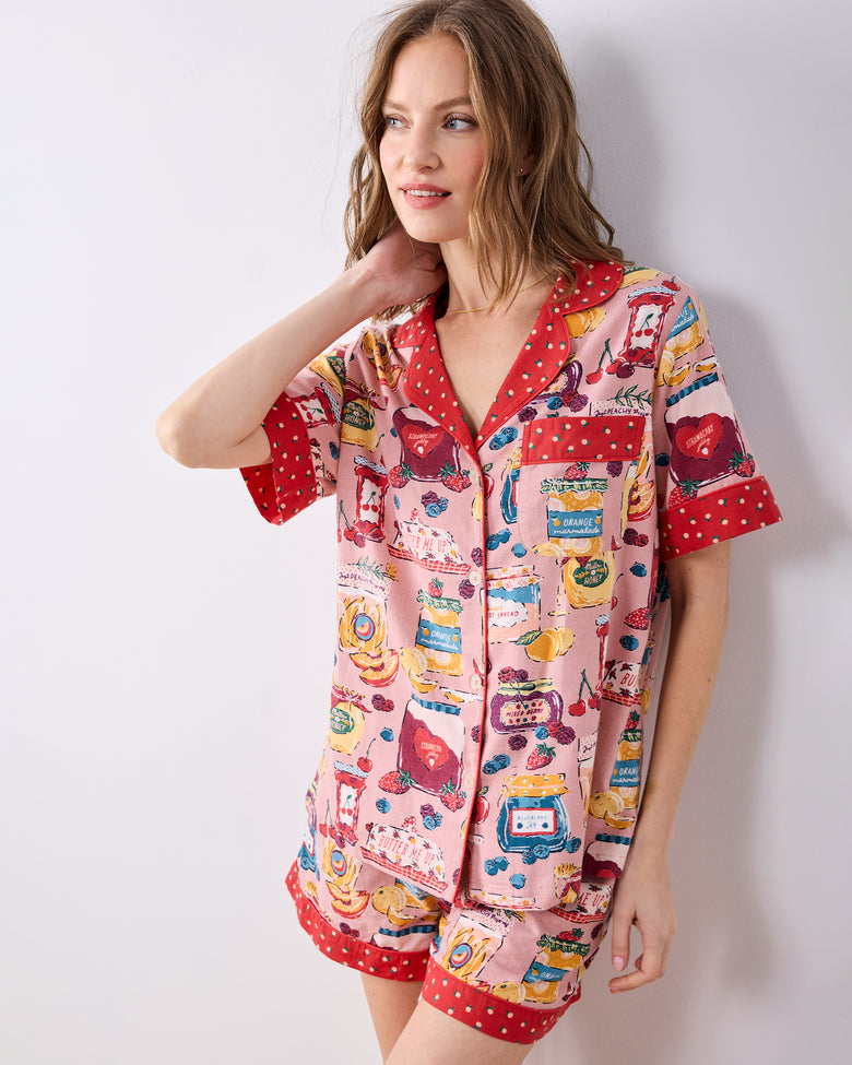 Sweet Jams - Lightweight Flannel Short PJ Set - Berry Bliss - Printfresh