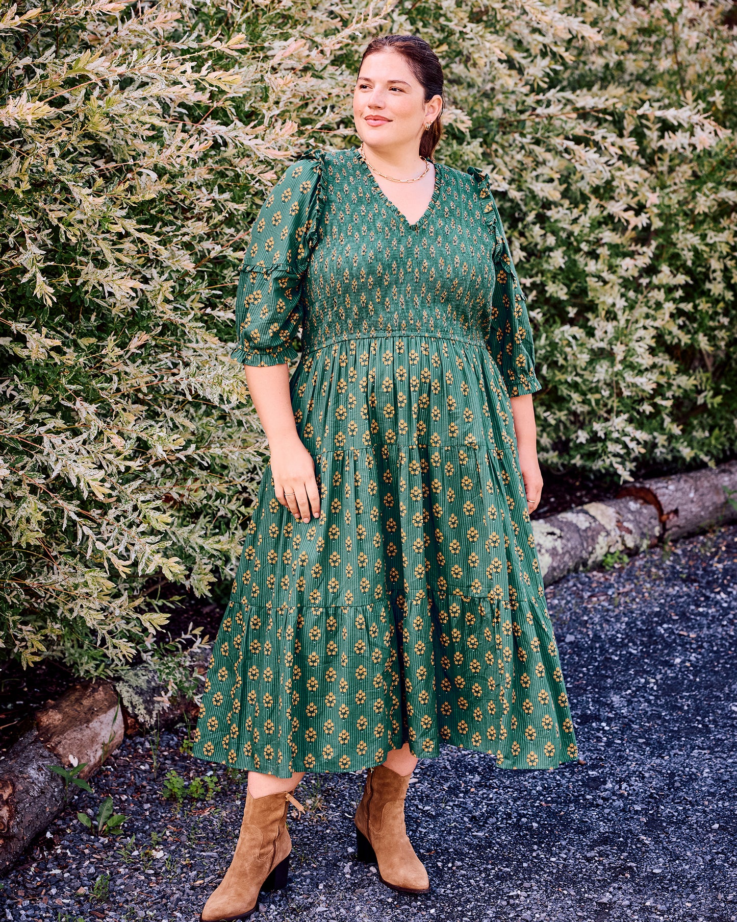 Texas Bouquet - Myrtle Dress - Desert Moss - Printfresh