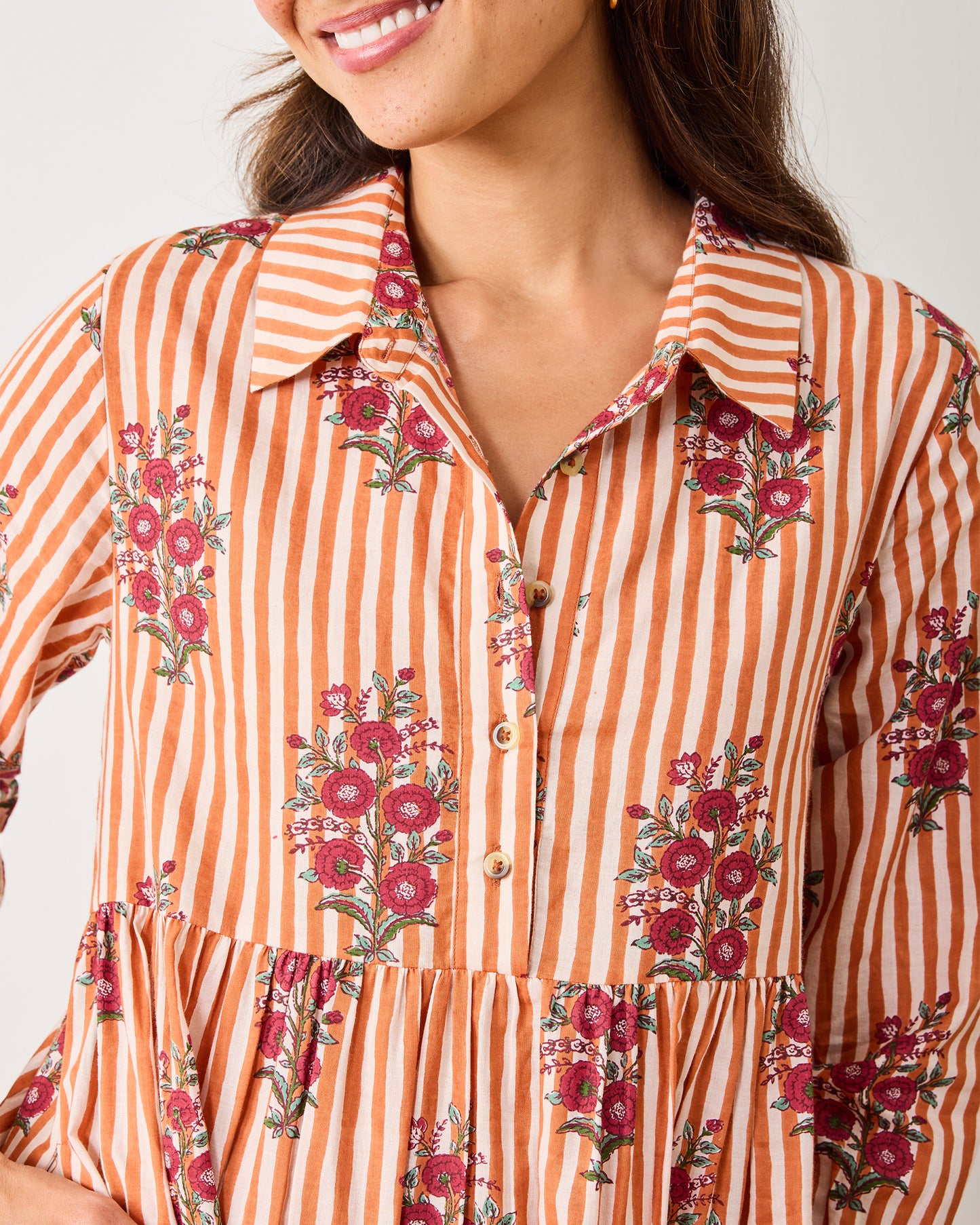 Wildflower Stripes - Juniper Dress - Ivory Wine - Printfresh