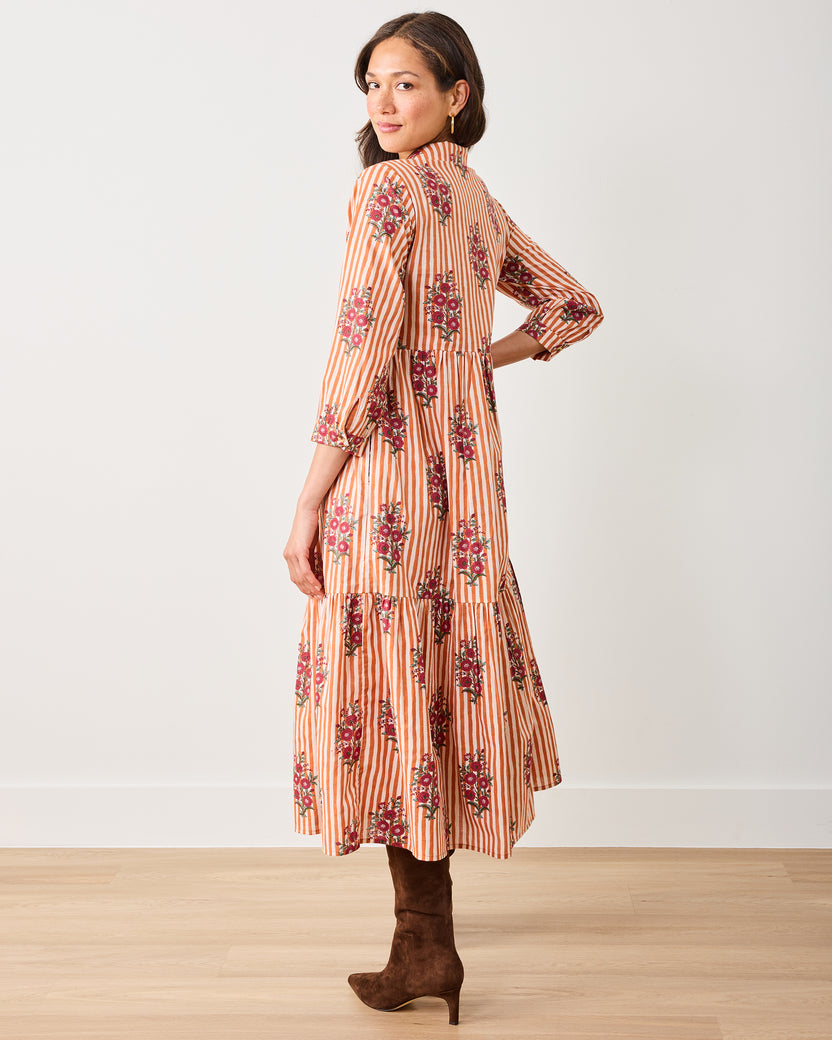 Wildflower Stripes - Juniper Dress - Ivory Wine - Printfresh
