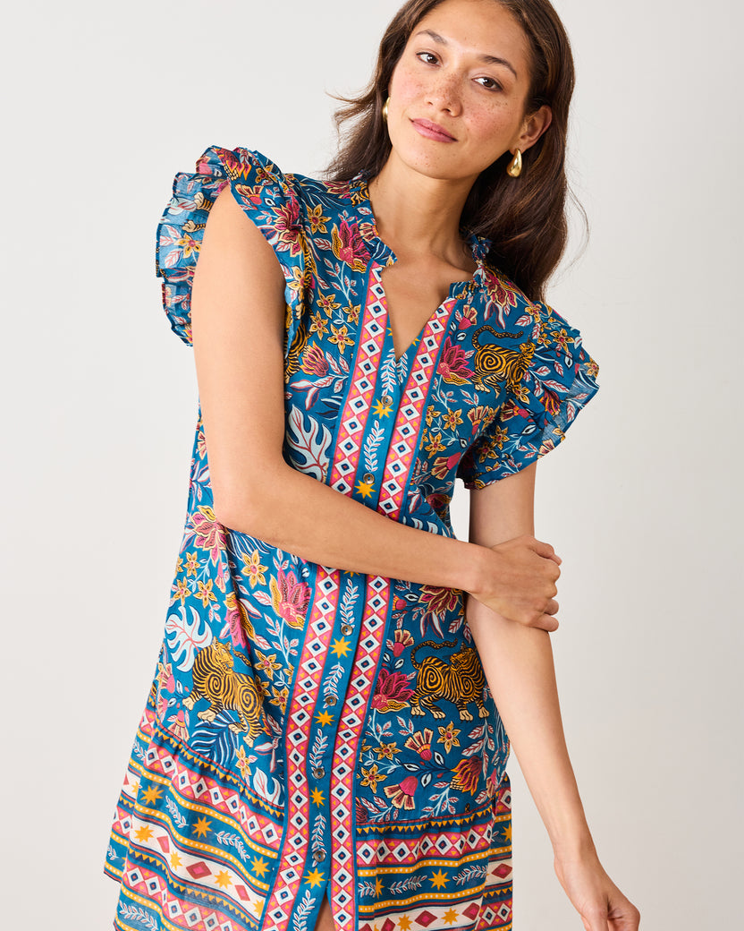 Tibetan Tigress - La Grange Dress - Blue Ridge - Printfresh