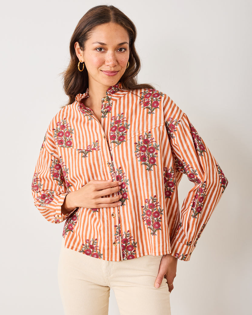 Wildflower Stripes - Mabel Blouse - Ivory Wine - Printfresh