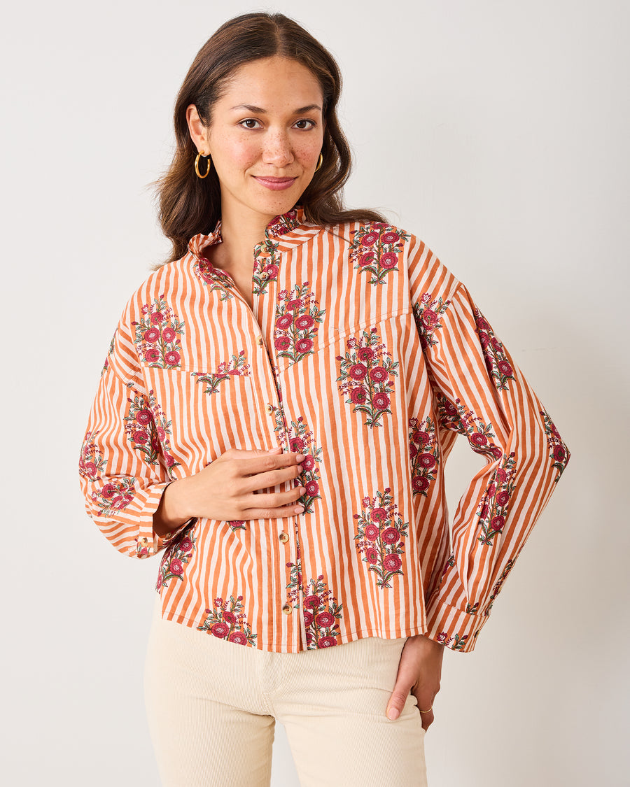 Wildflower Stripes - Mabel Blouse - Ivory Wine - Printfresh
