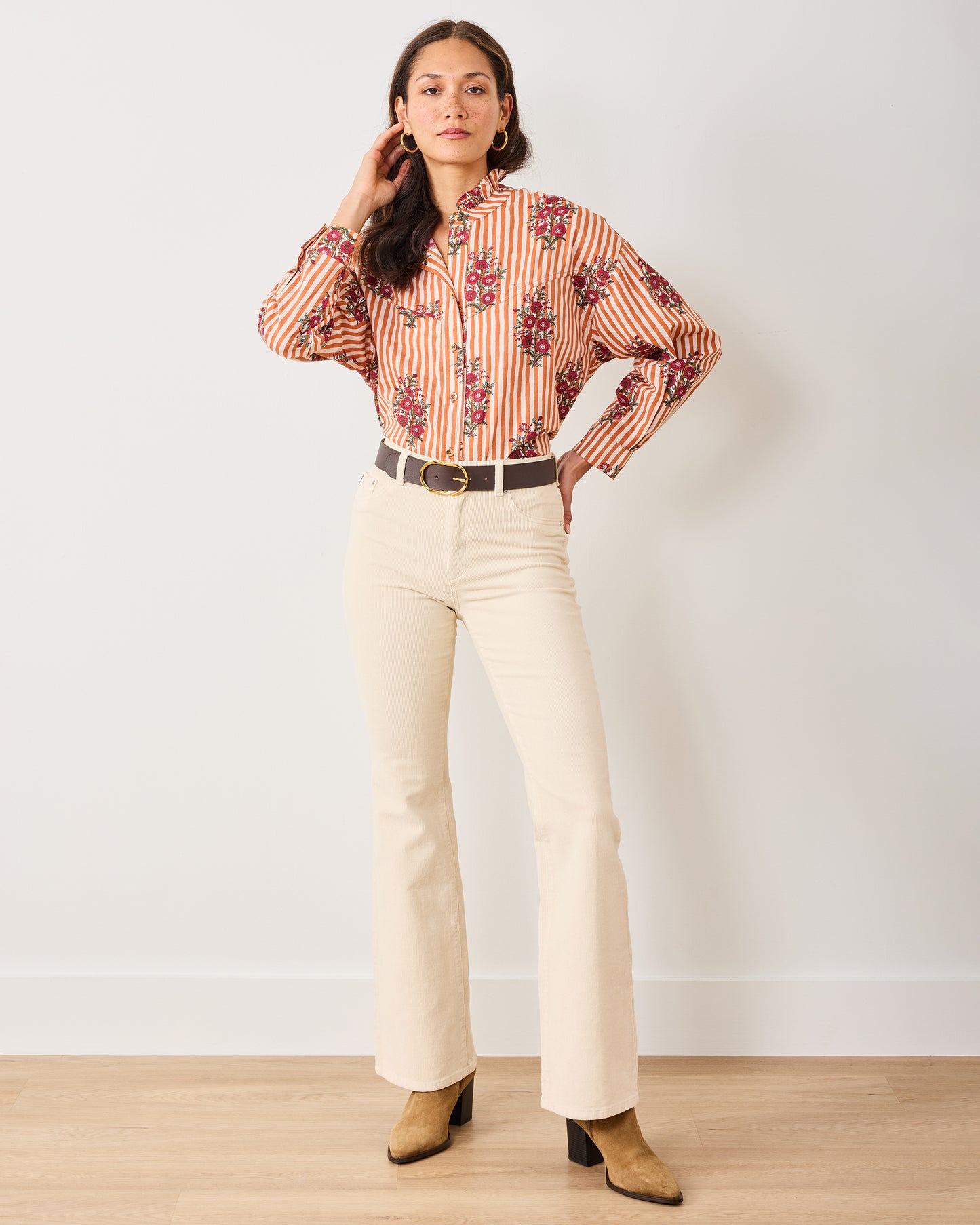 Wildflower Stripes - Mabel Blouse - Ivory Wine - Printfresh